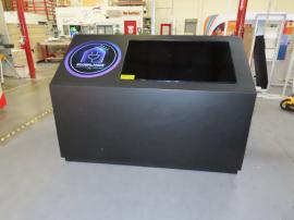 Custom Monitor Kiosk for 50" Monitor with Vinyl Graphic and Locking Storage